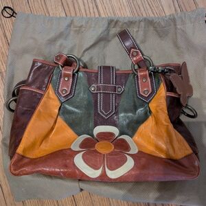 Isabella Fiore Multicolor Leather Tote Bag Boho/Hippie